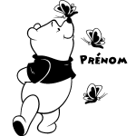 Sticker prénom personnalisable l'ourson et les papillons Sticker prénom personnalisable l'ourson et les papillons