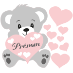 Sticker prénom personnalisable ourson rose Sticker prénom personnalisable ourson rose