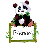Sticker prénom personnalisable panda et son bambou Sticker prénom personnalisable panda et son bambou