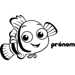 Sticker prénom personnalisable petit poisson - clown Sticker prénom personnalisable petit poisson - clown