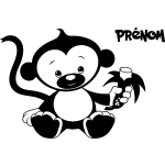 Sticker prnom personnalisable le petit singe et sa banane