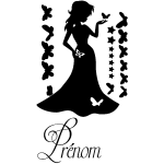 Sticker prnom personnalisable princesse et les papillons