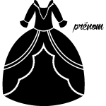 Sticker prnom personnalisable robe de princesse