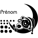 Sticker prnom personnalisable singe sur la lune