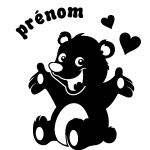 Sticker prnom personnalisable et son nounours heureux