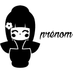 Sticker prénom personnalisable en tenue asiatique Sticker prénom personnalisable en tenue asiatique