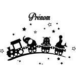 Sticker prénom personnalisable le train du cirque Sticker prénom personnalisable le train du cirque