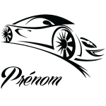 Sticker prnom personnalisable voiture de sport