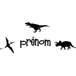 Sticker prnom personnalis et 3 dinosaures
