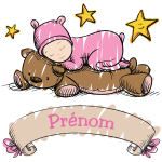 Sticker prnom personnalis bb fait dodo sur sa peluche