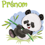 Sticker prénom personnalisé bébé panda et son bambou Sticker prénom personnalisé bébé panda et son bambou