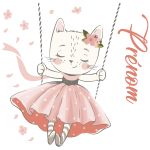 Sticker prnom personnalis chat danseuse