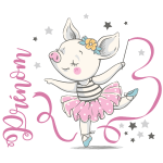 Sticker prnom personnalis cochon ballerine