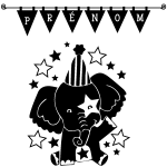 Sticker prénom personnalisé éléphant de cirque heureux Sticker prénom personnalisé éléphant de cirque heureux