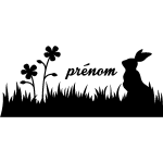 Sticker prnom personnalis et le lapin des champs