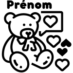 Sticker prénom personnalisé ourson amoureux Sticker prénom personnalisé ourson amoureux