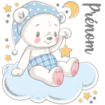 Sticker prénom personnalisé ourson assis sur le nuage Sticker prénom personnalisé ourson assis sur le nuage