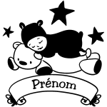 Sticker prénom personnalisé ourson et bébé Sticker prénom personnalisé ourson et bébé