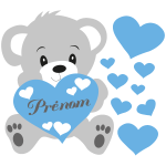 Sticker prénom personnalisé ourson bleu Sticker prénom personnalisé ourson bleu