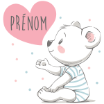 Sticker prénom personnalisé ourson avec le c?ur sur la main Sticker prénom personnalisé ourson avec le c?ur sur la main