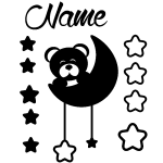 Sticker prénom personnalisé ourson avec les étoiles Sticker prénom personnalisé ourson avec les étoiles