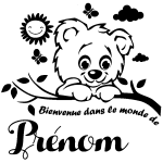 Stickers prénom personnalisé petit ourson sur l?arbre Stickers prénom personnalisé petit ourson sur l?arbre