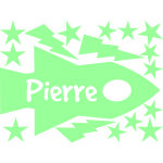 Stickers prénom phosphorescent fusée spatiale Stickers prénom phosphorescent fusée spatiale