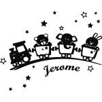 Stickers prnom le train avec les animaux - personnalisable