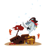 Stickers requin pirate et le trésor Stickers requin pirate et le trésor