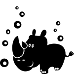 Sticker rhinocros et bulles
