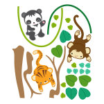 Sticker set animaux jungle