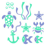 Sticker set d'animaux marins  deux couleurs