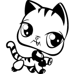 Sticker silhouette chat avec un collier