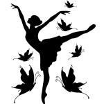 Sticker silhouette danseuse et papillons Sticker silhouette danseuse et papillons