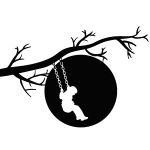 Sticker silhouette enfant sur une balanoire.