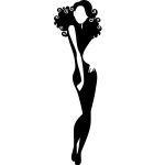 Sticker silhouette mannequin avec cheveux boucl