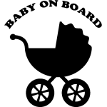 Sticker silhouette poussette baby on board
