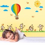 Sticker singes, oiseaux et montgolfire
