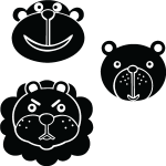 Sticker singe, ours et lion