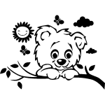 Sticker soleil, nuage, papillon et chien