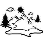 Sticker soleil sur la montagne