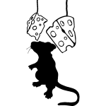 Sticker souris attrapant des fromages