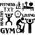 Sticker sport fitness, gym, living, healthy