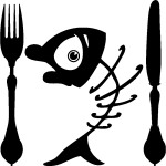 Sticker squelette de poisson en couverts Sticker squelette de poisson en couverts