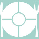 Sticker tableau blanc assiette, couteau et fourchette