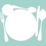 Sticker tableau blanc cuillres, couteau, fourchette et assiette