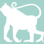 Sticker tableau blanc silhouette singe