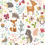 Sticker tapisserie chambre enfant les animaux des bois