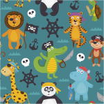 Sticker tapisserie chambre enfant animaux pirates