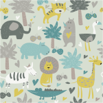 Sticker tapisserie chambre enfant animaux sauvages